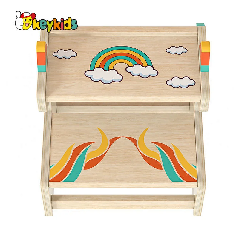 Customize Safety Toilet Step Stool Small Wooden 2 Step Ladder Stool for Toddlers W08G358