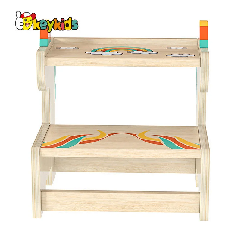 Customize Safety Toilet Step Stool Small Wooden 2 Step Ladder Stool for Toddlers W08G358