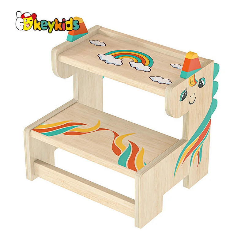 Customize Safety Toilet Step Stool Small Wooden 2 Step Ladder Stool for Toddlers W08G358