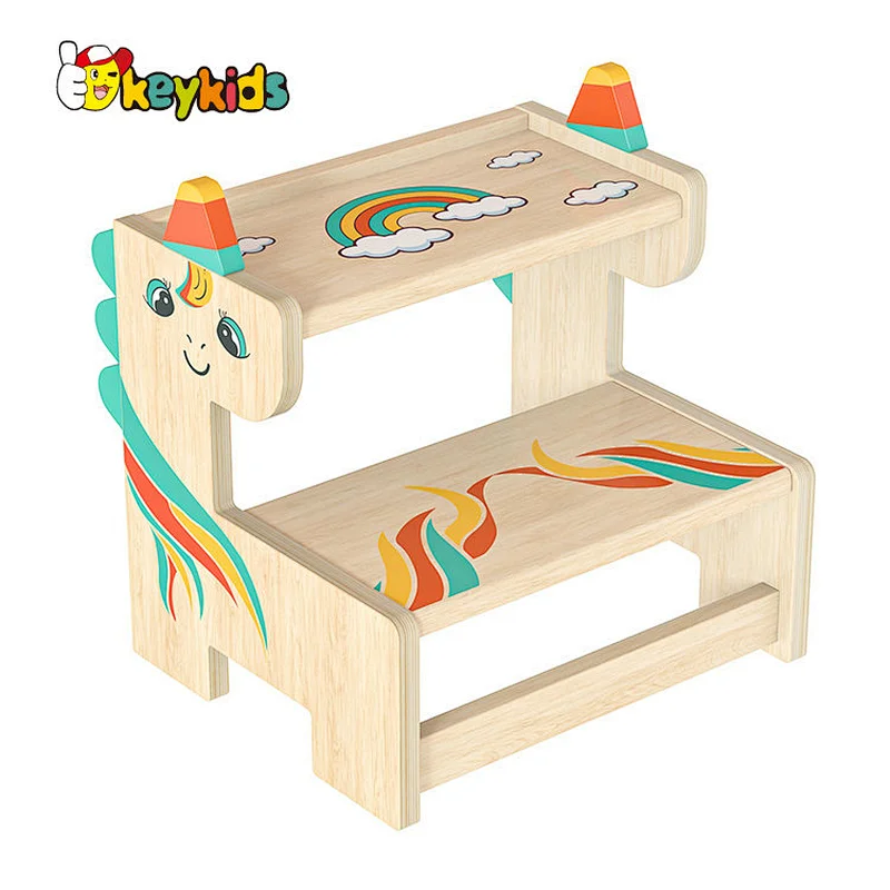 Customize Safety Toilet Step Stool Small Wooden 2 Step Ladder Stool for Toddlers W08G358